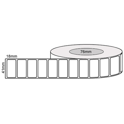 41mm x 18mm - White Thermal Transfer Labels, Permanent Adhesive, 76mm core, (5000/roll)
