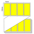 102mm x 73mm - Yellow Thermal Transfer Fanfold Perforated Labels, Permanent Adhesive, (6000/box)