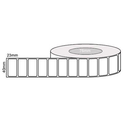 40mm x 23mm - White Thermal Transfer Labels, Permanent Adhesive, 76mm core, (3000/roll)