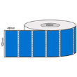 102mm x 48mm - Blue Thermal Transfer Perforated Labels, Permanent Adhesive, 76mm Core, (2000/roll)
