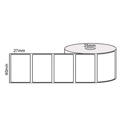 40mm x 27mm - White Direct Thermal Removable Labels, 25mm core, (2000/roll)
