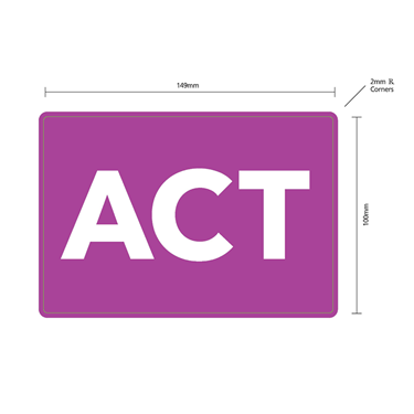 100x149mm 'ACT' Printed Freight State Labels Purple, 1000/roll