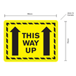 75x99mm 'This Way Up' Printed Freight Warning Labels Yellow, 1000/roll