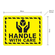 75x99mm 'Handle With Care' Printed Freight Warning Labels Yellow, 1000/roll