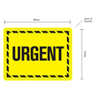 75x99mm 'Urgent' Printed Freight Warning Labels Yellow, 1000/roll