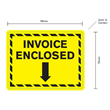 75x99mm 'Invoice Enclosed' Printed Freight Warning Labels Yellow, 1000/roll
