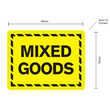 75x99mm 'Mixed Goods' Printed Freight Warning Labels Yellow, 1000/roll